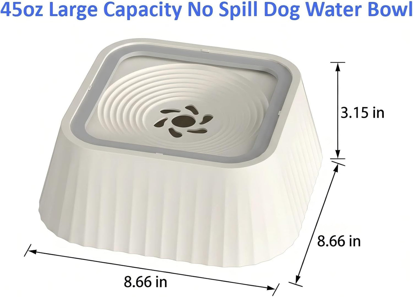 No Spill Dog Water Bowl, 45oz Slow Water Feeder with Floating Disk & Safety Foam, Anti-Splash Pet Water Dispenser, Mess-Free Elevated Design, Durable PP Material for Home, Car & Travel