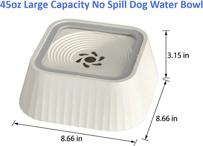 No Spill Dog Water Bowl, 45oz Slow Water Feeder with Floating Disk & Safety Foam, Anti-Splash Pet Water Dispenser, Mess-Free Elevated Design, Durable PP Material for Home, Car & Travel