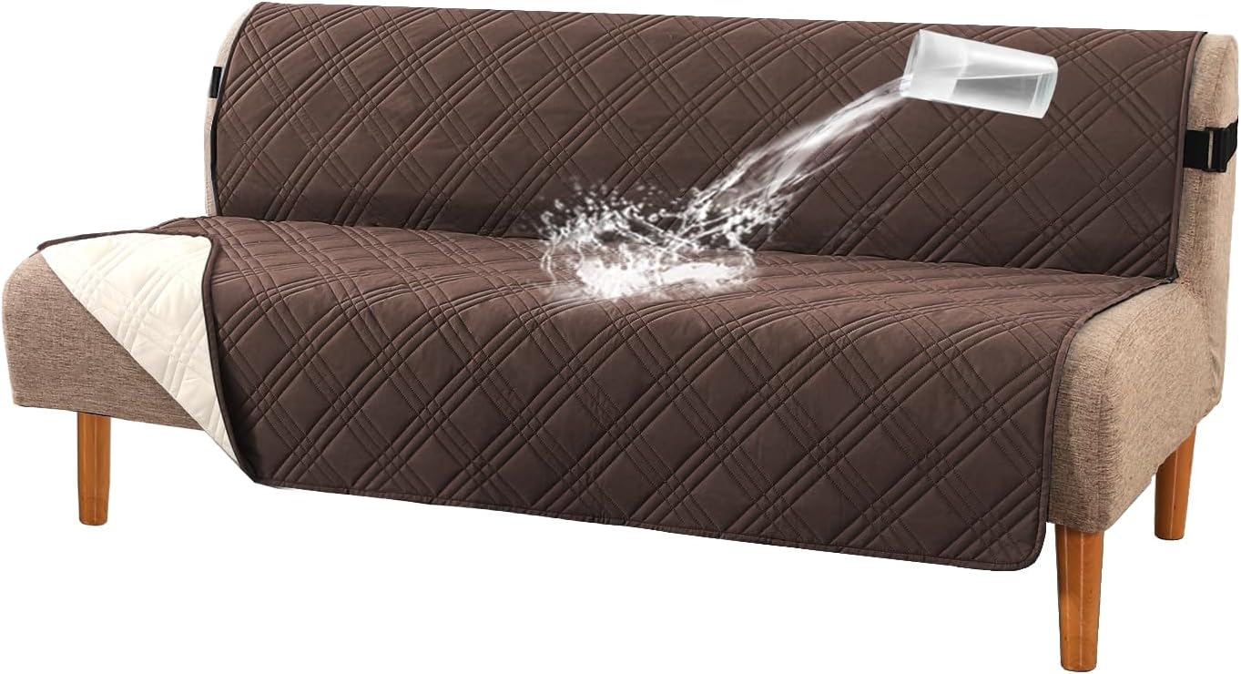 H.VERSAILTEX 100% Waterproof Slipcovers for Couches and Sofas Modern Pet Couch Cover Thick Soft Furniture Protector with Elastic Straps(Sofa, Lily Pad/Beige)