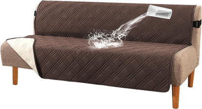 H.VERSAILTEX 100% Waterproof Slipcovers for Couches and Sofas Modern Pet Couch Cover Thick Soft Furniture Protector with Elastic Straps(Sofa, Lily Pad/Beige)