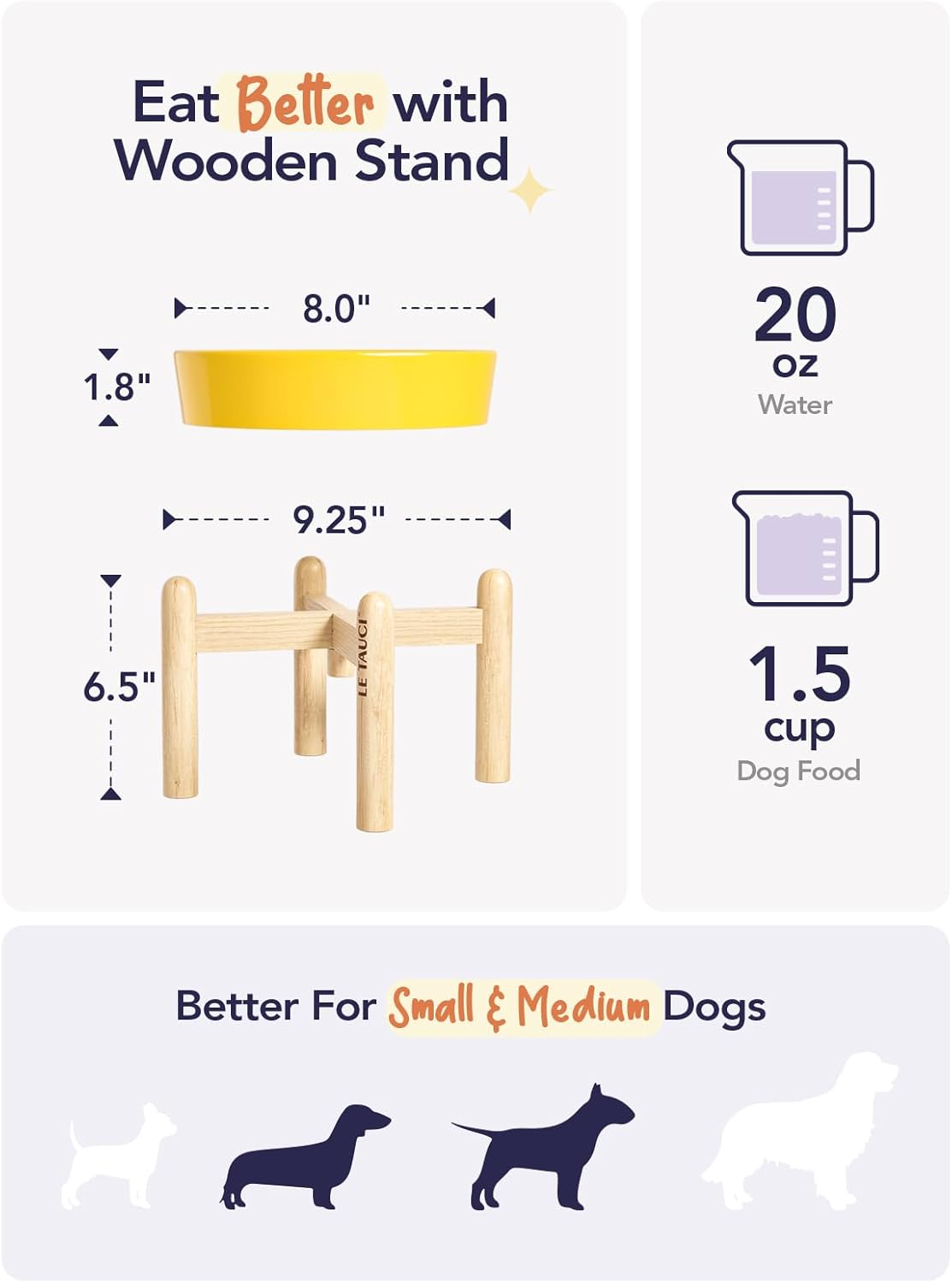 LE TAUCI Dog Bowls Slow Feeder Ceramic, 1.5 Cup Slow Feeding Bowl for Small and Medium Breed, Puzzle Dog Food Bowl for Fast Eater, Maze Purple