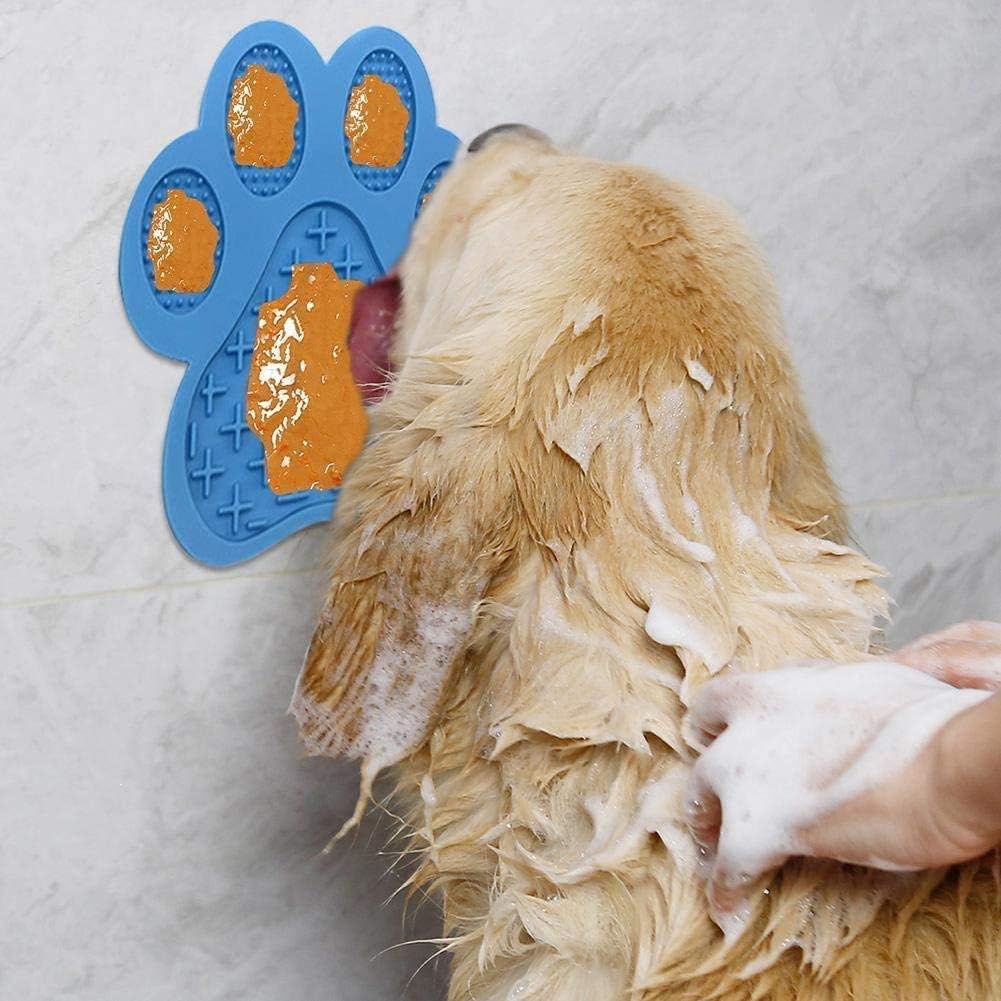 Dog Licking Mat for Anxiety Peanut Butter Slow Feeder Bowls Licking Pad with Strong Suction to Wall for Pet Bathing,Grooming,and Dog Training (Red)