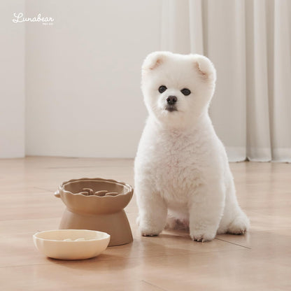 Slow Feeder Dog Bowls Made of Premium Food-Grade Silicone, Anti-Choking & Slow Eating for Improved Digestion, Non-Slip, Soft & Durable, Quiet Dog Bowl, Cute, Dishwasher Safe (Ivory, Standard)
