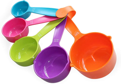 Rypet Pet Food Scoop Set of 5 - Measuring Cups and Spoons Set Plastic for Dog, Cat and Bird Food (Random Color)