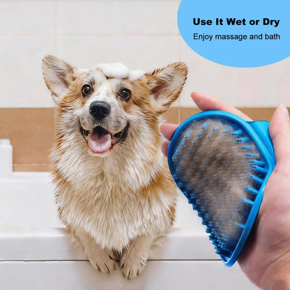 3PCS Dog Bath Supplies - Dog Washing Gloves and Pet Shampoo Brush, Wash Mitt with 3000 Soft Bristles, Adjustable Handle Scrubber for Bath, Massage and Grooming