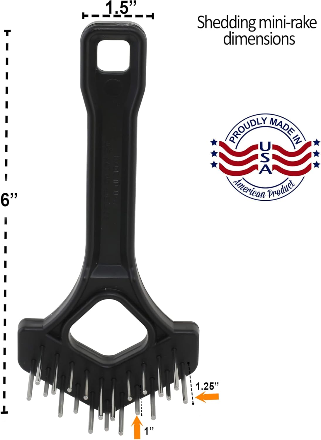 Undercoat Mini-Rakes for Effective Dematting and Grooming Dogs and Cats has V-Shape Head and Double Row, Stainless-Steel Rotating Teeth (Extra-Long Tooth Mini Rake)