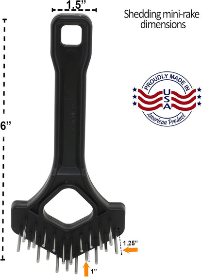 Undercoat Mini-Rakes for Effective Dematting and Grooming Dogs and Cats has V-Shape Head and Double Row, Stainless-Steel Rotating Teeth (Extra-Long Tooth Mini Rake)