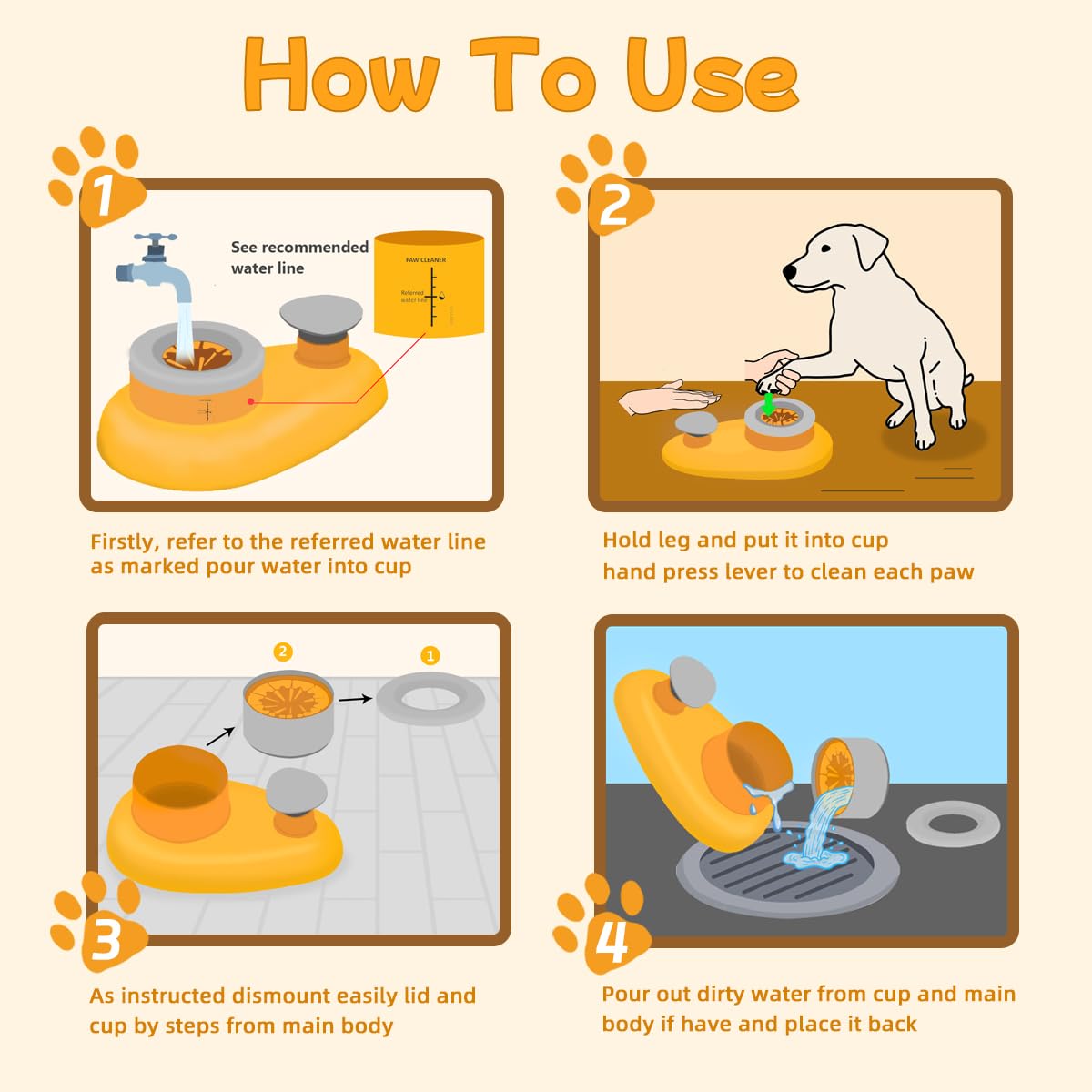 Mechanical Dog Paw Cleaner-Manually Driven Spinning-Cup Washer for All Breeds (Medium-Large)