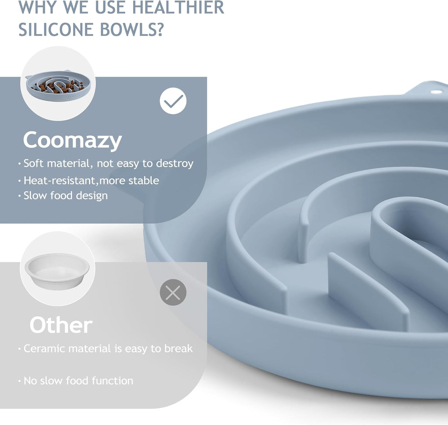 Coomazy Large Silicone Slow Feeder Dog Bowls, Interactive Puzzle Toy for Pets Food Training, Keeps Dogs Busy, Prevents Puppy Overeating (Dark Green, Large: 3.2Cup)