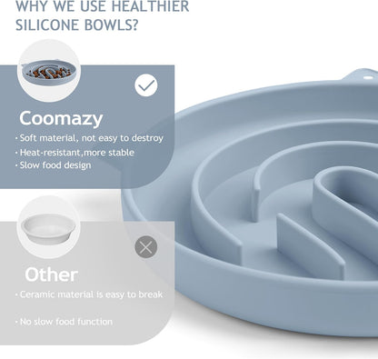 Coomazy Large Silicone Slow Feeder Dog Bowls, Interactive Puzzle Toy for Pets Food Training, Keeps Dogs Busy, Prevents Puppy Overeating (Dark Green, Large: 3.2Cup)