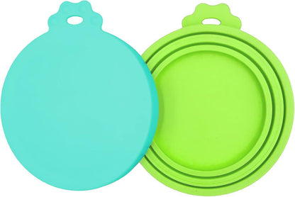 2 Pack Pet Food Can Covers, Silicone Universal Can Lids for Dog & Cat Food, BPA Free, One Fit Most Standard Size Food Cans Green/Blue