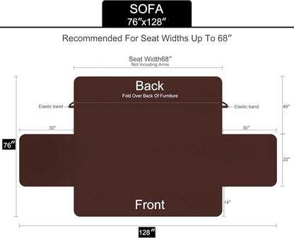 U-NICE HOME Reversible Sofa Cover Washable Couch Cover for Dogs Friendly with Elastic Straps Water Repellent Furniture Protector for 3 Cushion Couch (Sofa, Coffee/Beige) - Colors A