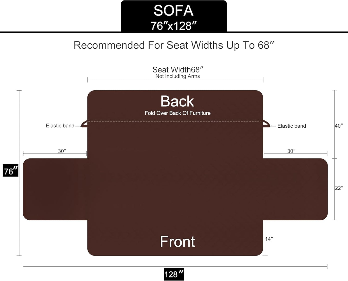 U-NICE HOME Reversible Sofa Cover Washable Couch Cover for Dogs Friendly with Elastic Straps Water Repellent Furniture Protector for 3 Cushion Couch (Sofa, Coffee/Beige) - Colors B