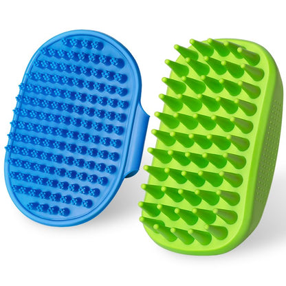 2PCS Dog Bath Brush Set | Adjustable Handle Dog Scrubber for Shampooing, Deshedding & Massaging, Suitable for Pets (Green Blue)