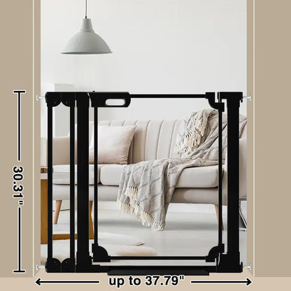 WAOWAO Clear Baby Gate for Stairs Modern Design Acrylic Auto Close Pet Gate, 29.52-37.79" Wide Safety Baby Gate for Doorways,White Clear Dog Gates Indoor, Hallways,Kitchen