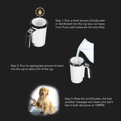 Automatic Dog Paw Cleaner, Multifunction Powerful Silicone Bristles Rechargeable Dog Paw Washer Cup, Portable Pet Paw Cleaner Dog Foot Washer for Large Dogs Cats Grooming(Black and White)