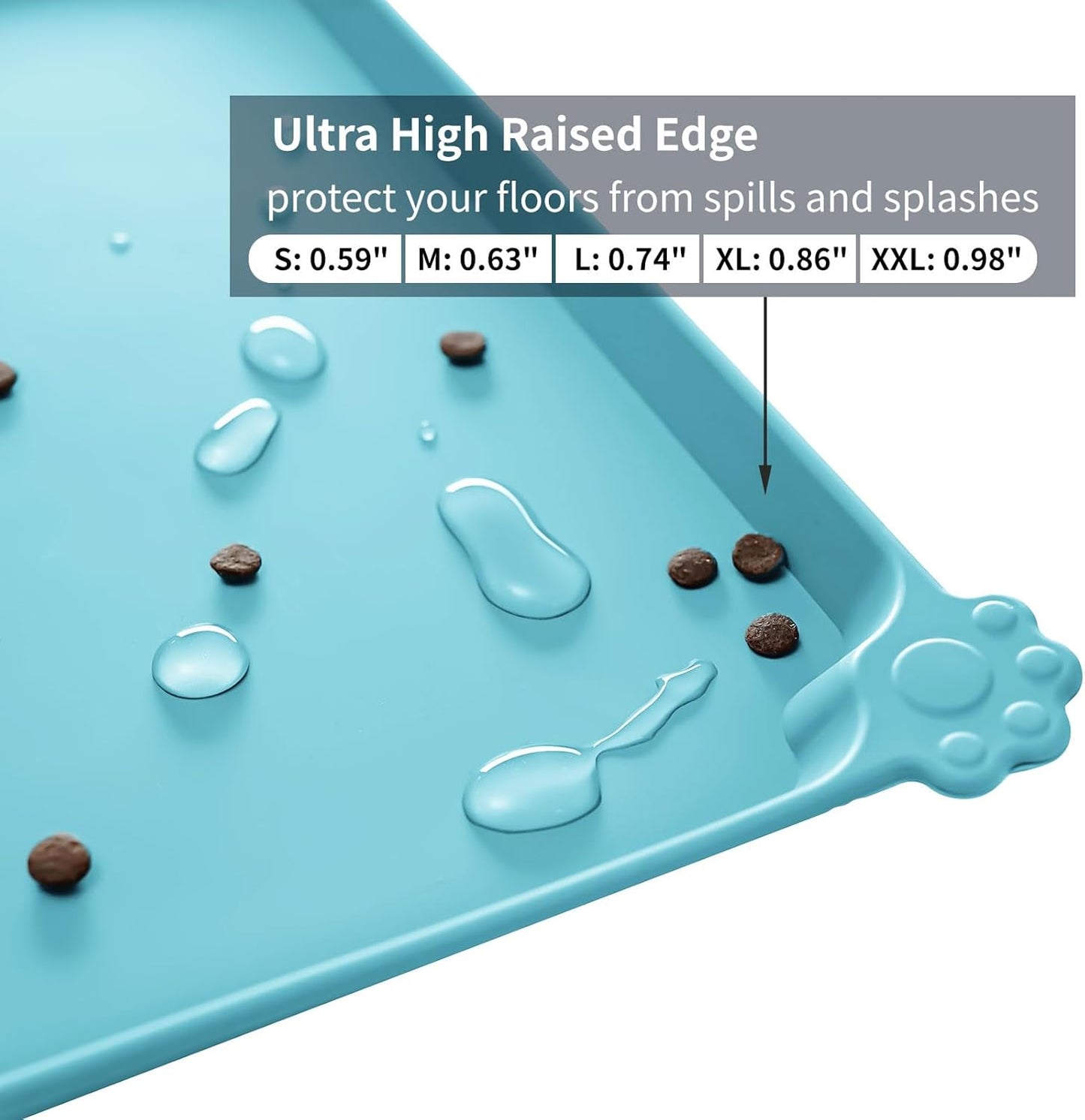 Reopet Waterproof Pet Feeding Mat, Non-Slip Silicone Placemats for Dog Cat Food and Water Bowl, High Raised Edges to Prevent Spills and Protect Floors