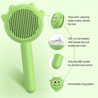 Pet Demon Brush, Cute Self Cleaning Slicker Brush for Dogs Cats Puppy Rabbit, Professional Pet Grooming Hair Removal Tool for Short & Long Hair