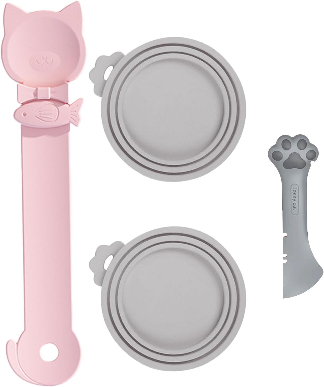 Cat Spoons for Wet Food Pet Can Lid Cover, Silicone Multi-Function Cute Paw Shape Opener Spatula Cat Food Spoon Cat Food Can Lid (Mixing colors)
