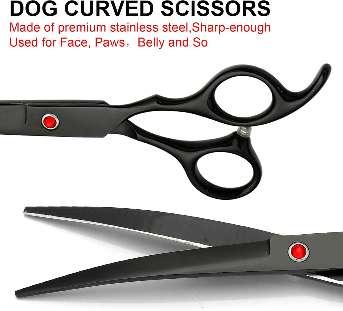 FAIGEO Dog Grooming Scissors with Safety Round Tips Stainless Steel Professional Dog Grooming Kit - Thinning, Curved Scissors and Comb for Cat Pet (Pink 4 in 1)