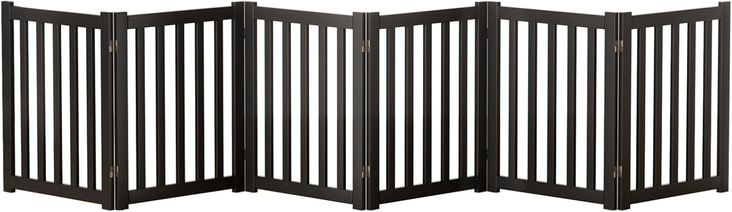 2-Panel Solid Wood Dog Gate - Freestanding Folding Pet Gate for Doorways, Stairs, Indoor, 24" Height, No Installation Needed, Natural Wood
