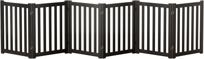 2-Panel Solid Wood Dog Gate - Freestanding Folding Pet Gate for Doorways, Stairs, Indoor, 24" Height, No Installation Needed, Natural Wood