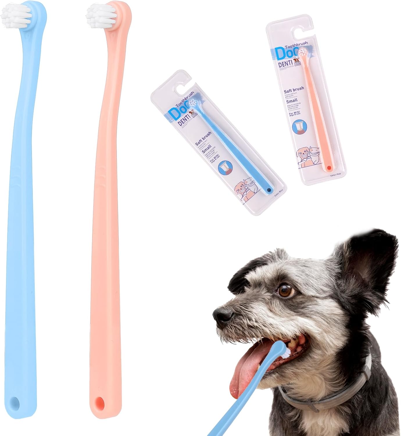 salbsever 4Pcs Dog Toothbrush Pet Toothbrush Soft Mini Cat Tooth Brush Puppy Tooth Brush, Travel Portable Mini Head Deep Clean Kit for Small Dog & Cat, Puppy, Kitten