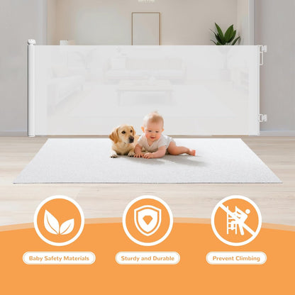 Retractable Baby Gate for Stairs & Doorways, 34" Tall Extends to 55" Wide, Mesh Baby & Pet Gate with Anti-Crawling Hook, Safety Gate for Toddlers, Doorways, Hallways, Indoor, Black