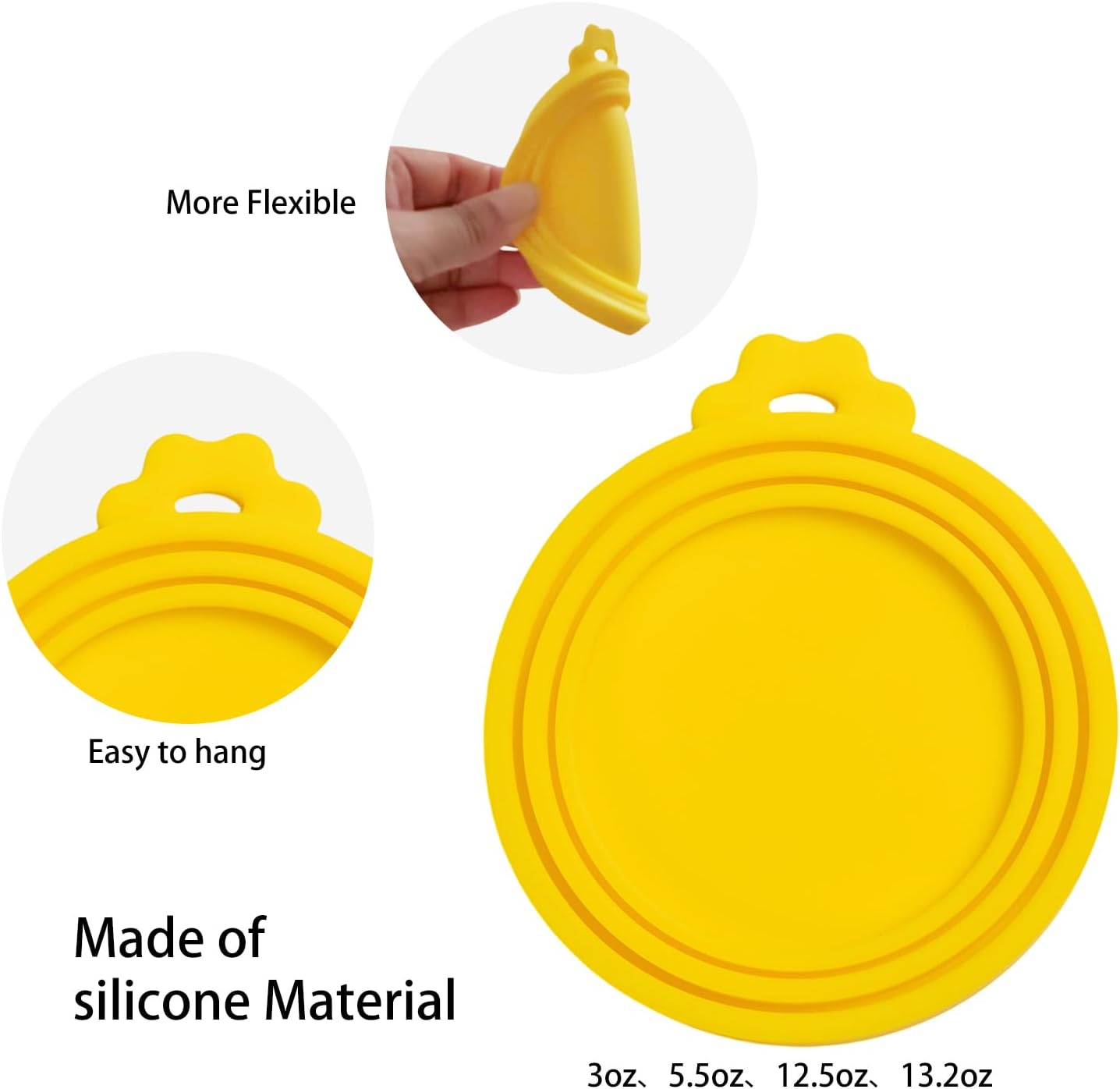 PINE & LINEN 4 Pcs 2.5inch Durable Pet Can Lids, Silicone Small Pet Can Covers Waterproof Cat Food Cans Lids for 3 oz Cat Food Cans（Yellow+Red+Pink+Blue）