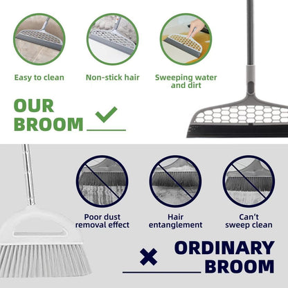 Upgraded Magic Broom, 4 in 1 Sweeper Pet Hair Remover with a Mini Squeegee, Easily Cleans The Floor Surface & Remove Dirt and Hair, for Kitchen Bathroom Cleaning Tools