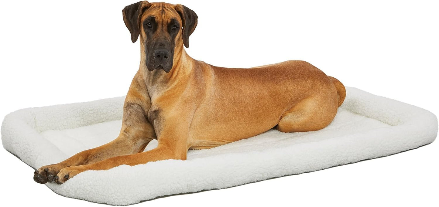 MidWest Homes for Pets QuietTime Dog Bed - White Fleece Bolster, Ultra-Soft and Machine Washable, Fits 24-Inch Crates and Carriers, for Small Breed Dogs