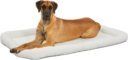 MidWest Homes for Pets QuietTime Dog Bed - White Fleece Bolster, Ultra-Soft and Machine Washable, Fits 24-Inch Crates and Carriers, for Small Breed Dogs