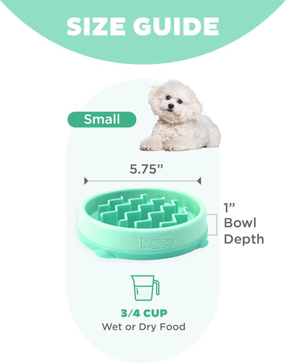 Outward Hound Fun Feeder Slo Bowl – Large 4‑Cup Capacity, Slow Feeding, Medium to Large Dogs, Non‑Slip, Blue, Notch Pattern
