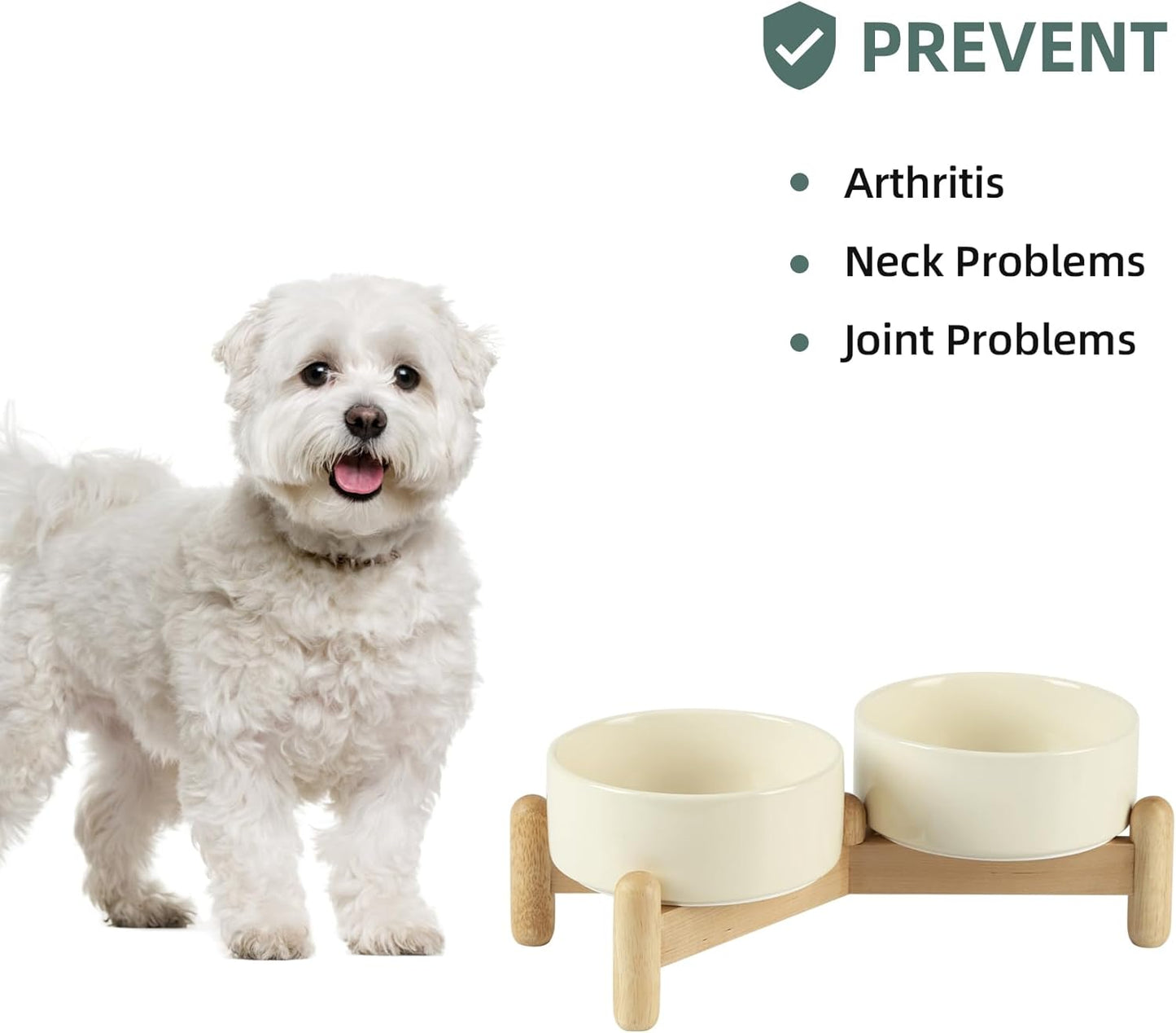 Havniva 8.3inch Ceramic Raised Dog Bowl with Stand, Elevated Dog Bowls for Large Breed Dog Food and Water Bowl Non-Slip Dog Dish Large Capacity Feeding Pet Water Bowl