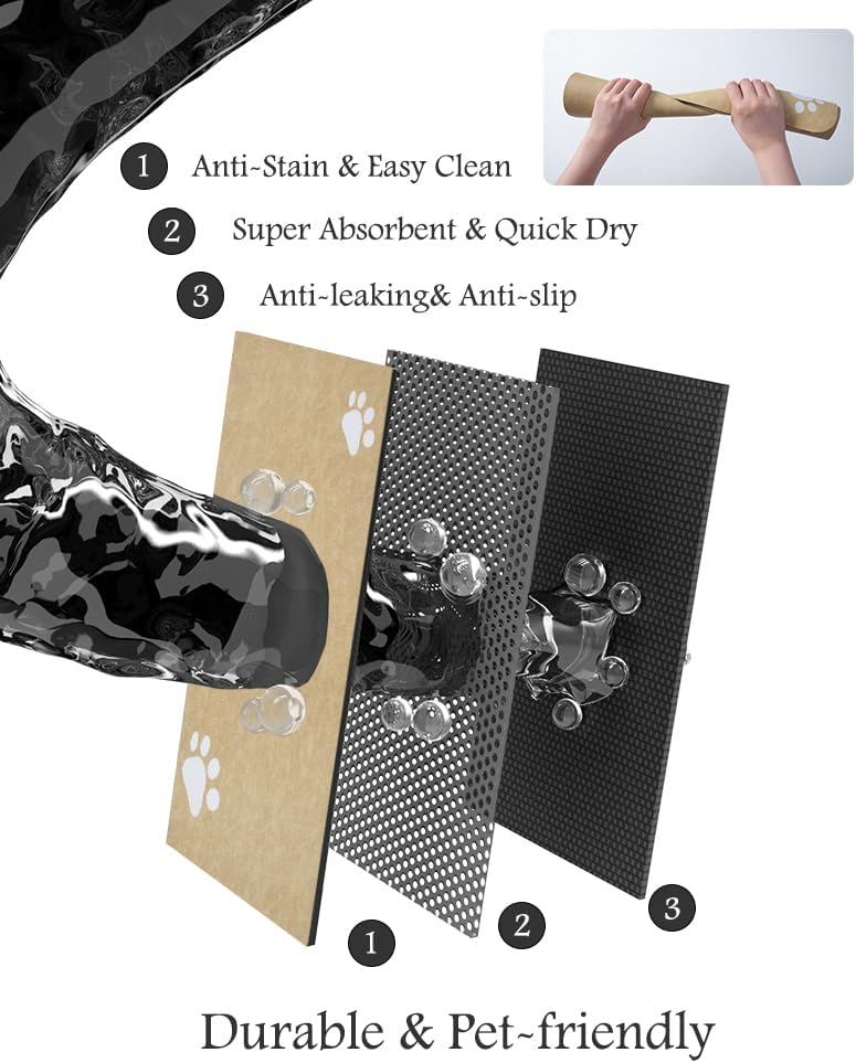 PADOOR Pet Feeding Mat-Absorbent Dog Mat for Food and Water Bowl-No Stains Easy Clean Dog Food Mat-Quick Dry Water Dispenser-Puppy Supplies Accessories