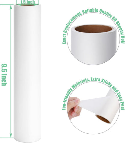 7.5 inch Lint Roller Refills Only, Pet Hair Remover Refills for Clothes Carpet Floor Couch, Extra Sticky Lint Brush Roller Refills, Pack of 5 Rolls, Total 300 Sheets (7.5'' Wide)