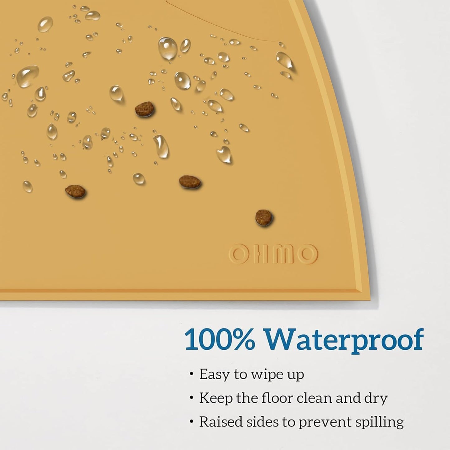 OHMO - Cat Food Mat, Silicone Pet Feeding Mat for Floor Non-Skid Waterproof Dog Water Bowl Tray, Easy to Clean Pet Placemat (Erythrinus, 18 * 9.8'')