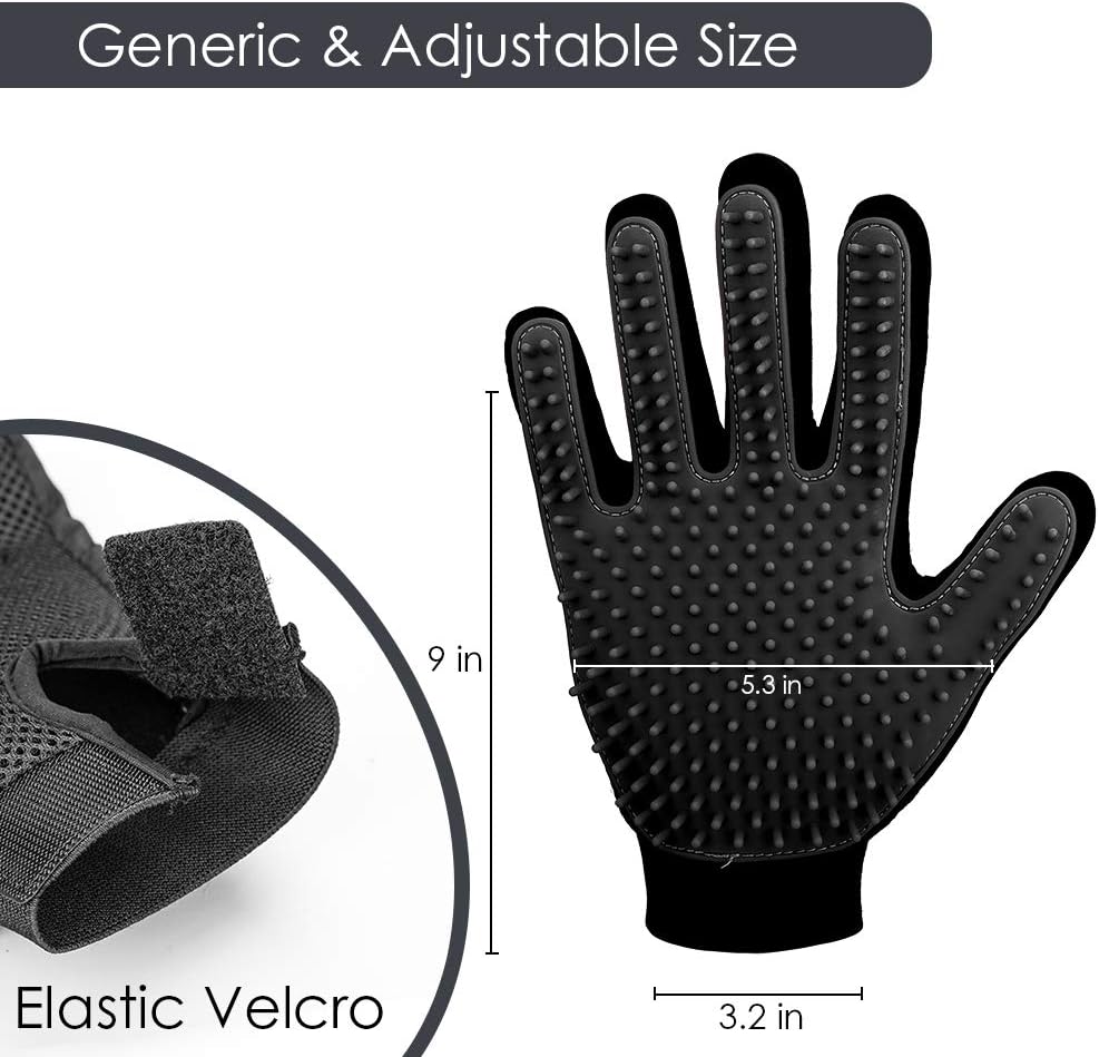 Upgrade Efficient Pet Hair Remover Gloves - Gentle Shedding Brushes for Dogs, Cats & Horses with Long and Short Hair - 1 Pair (Blue)