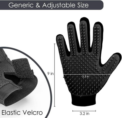 Upgrade Efficient Pet Hair Remover Gloves - Gentle Shedding Brushes for Dogs, Cats & Horses with Long and Short Hair - 1 Pair (Blue)