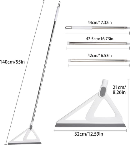 Multifunction Silicone Broom，Squeegee Broom Sweeping Water and Pet Hair，Rubber Broom Sweeper for Floor Bathroom Kitchen Shower，Rugs，Glass Windows（White）