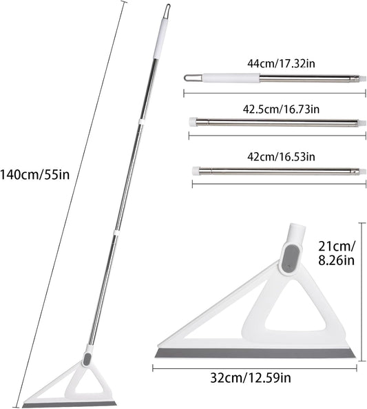 Multifunction Silicone Broom，Squeegee Broom Sweeping Water and Pet Hair，Rubber Broom Sweeper for Floor Bathroom Kitchen Shower，Rugs，Glass Windows（White）