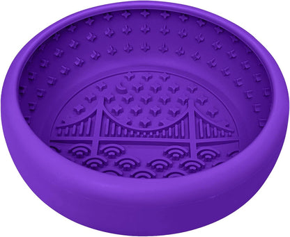 Dog Lick Bowl, BPA Free Silicone Slow Feeder Licking Mat with Strong Suction for Dog, Non-Slip Freeze Licking Bowl for Anxiety Relief & Boredom, Dishwasher(Blue, Large)