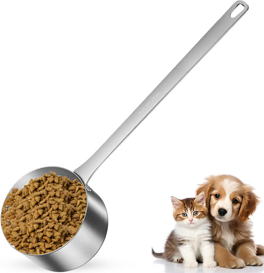 1 Cup Dog Food Scoop,Scoop for Dog Foods with 7.8'' Long Handle,Stainless Steel Dog Food Measuring Cups for Pet Foods,Easy to Clean (1CUP)