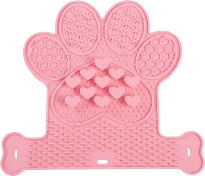 Dog Lick Mat with Suction Cups, Slow Feeder & Enrichment Mat for Dogs & Cats, Silicone Feeding Mat for Wet & Dry Food, Anxiety Relief, Mess-Free Foldable Pocket Design, Pink