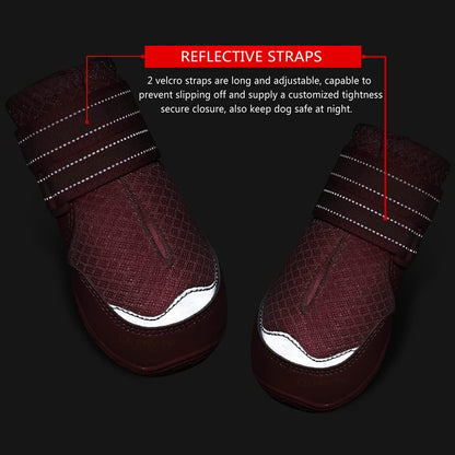 QUMY 4PCS Dog Boots for Large Dogs, Medium Dog Shoes & Paw Protectors for Hot Pavement, Summer Heat Protection, Mesh Breathable Nonslip Dog Booties for Hardfloors, Walking Running Hiking Black Size 6