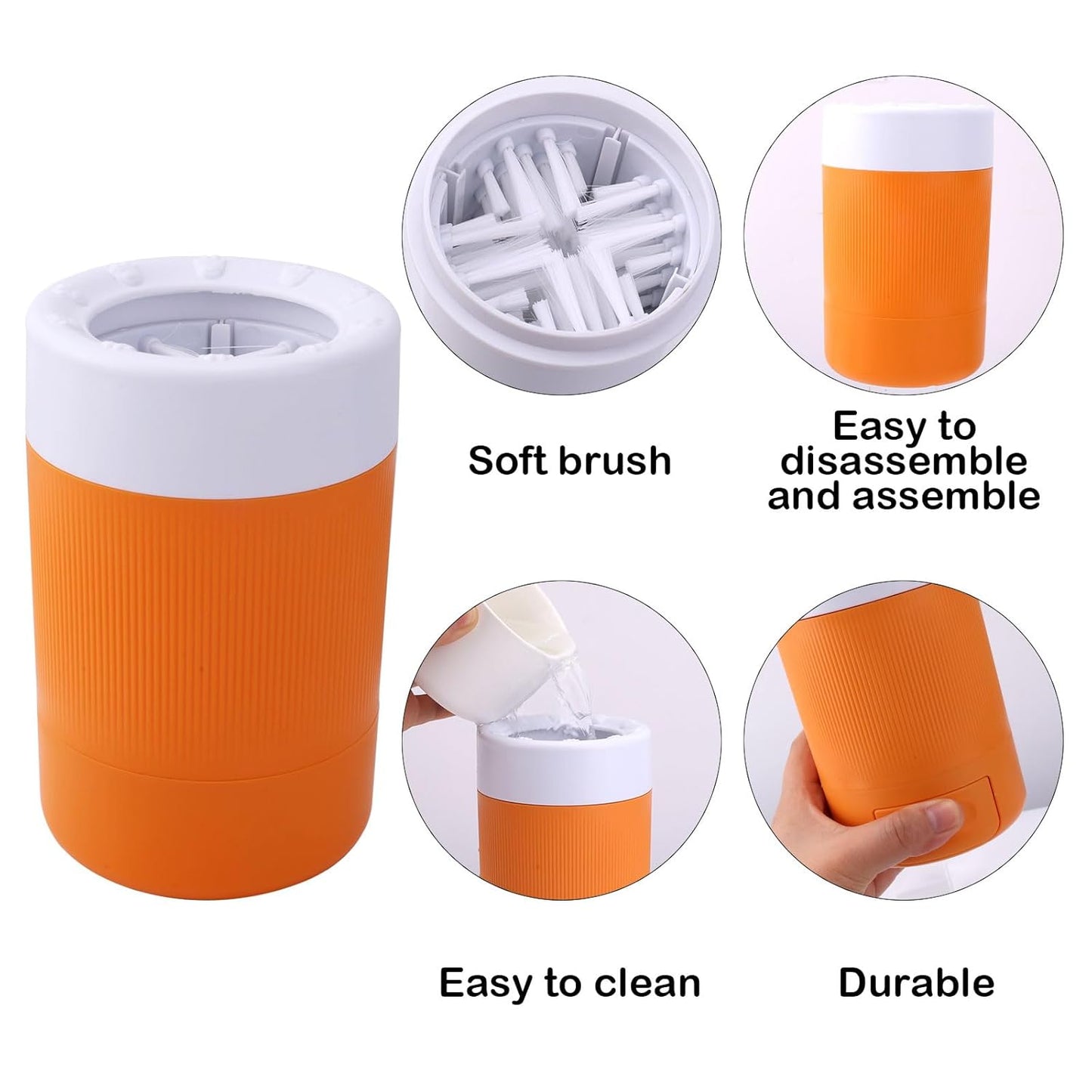 Pet Foot Washing Cup, Portable Pet Foot Washer with Soft Brush Muddy Dog Paw Cleaner for Dogs/Cats Feet Cleaning Tool(Orange)