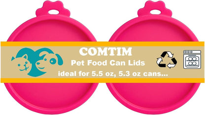 COMTIM Cat Food Can Covers Lids for 5.5 oz Cans, 2 Pack Silicone Cat Food Can Lids for 5.5 oz 5.3 oz Cans...Pet Food Can Covers Reusable Can Toppers Savers for Wet Food