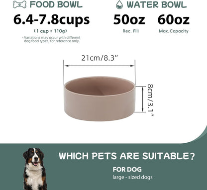 Havniva 8.3inch Ceramic Raised Dog Bowl with Stand, Elevated Dog Bowls for Large Breed Dog Food and Water Bowl Non-Slip Dog Dish Large Capacity Feeding Pet Water Bowl