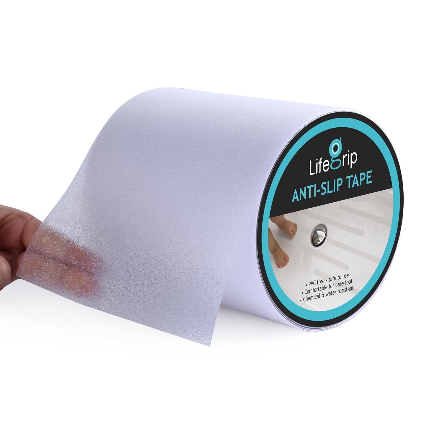 LifeGrip Anti Slip Transparent Anti Slip Tape, 4 inch by 30 feet, Non-Slip Traction Grip Tape to Tubs, Boats, Stairs, Clear, Soft, Comfortable for Bare feet (4" X 30')