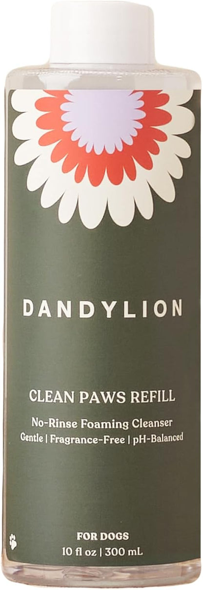 Dandylion Dog Paw Cleaner, Clean Paws, Dog Paw Washer, No Rinse Foam Cleaner for Dogs, Fragrance Free pH Balanced Foaming Washer with Silicone Brush, Pet Cleaning Supplies, 5 fl oz